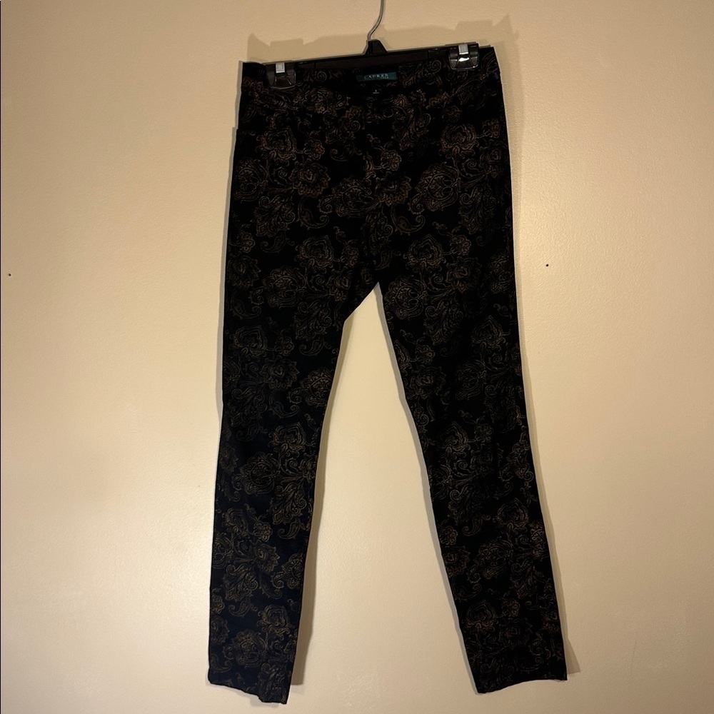 Lauren Ralph Lauren Black and Brown Floral Skinny Jeans
